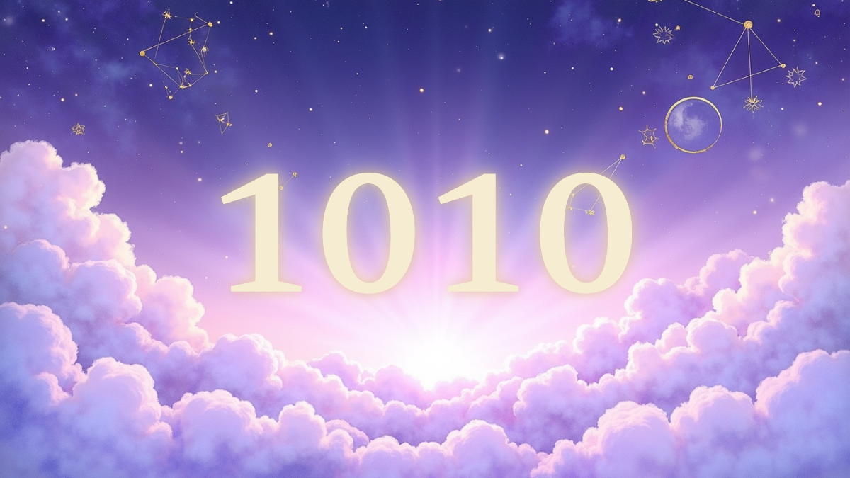 A soft, ethereal illustration for the angel number reading "1010 angel number meaning". 1010 is a gentle nudge from the universe that you are entering a new cycle of growth, one built on the foundation you have already laid. It blends the energy of new beginnings with the reminder that your thoughts are actively shaping your reality.