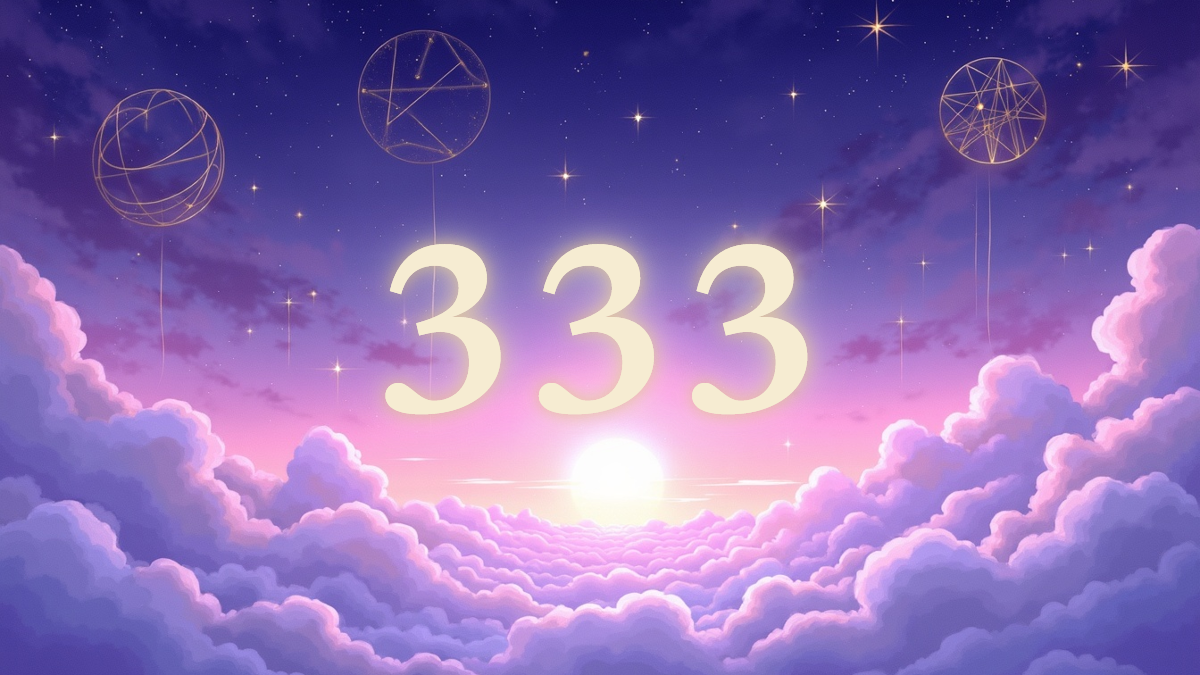 A soft, ethereal illustration for the angel number reading "333 meaning love". 333 in matters of the heart is a gentle nudge from the universe that love, growth, and alignment are converging in your favor. It speaks to creative expansion, honest communication, and the balance of mind, body, and spirit within your relationships.