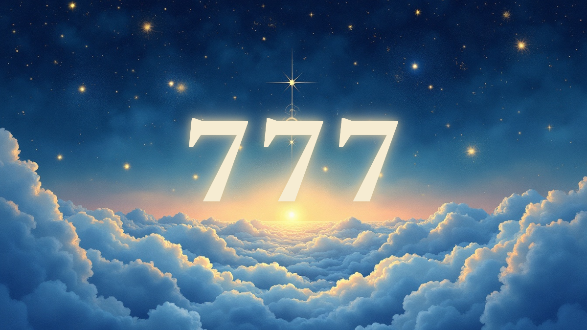 A soft, ethereal illustration for the angel number reading "777 angel number meaning". 777 is often called a number of spiritual alignment, suggesting that your inner wisdom, effort, and timing are converging in your favor. It invites you to trust the quiet confirmation that you are on the right path.