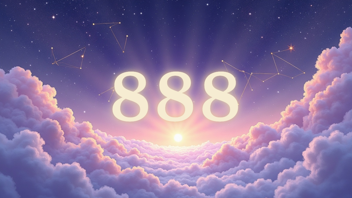 A soft, ethereal illustration for the angel number reading "888 angel number meaning". 888 is a number of flow and culmination, the universe's gentle way of showing you that effort, patience, and integrity are moving into balance and reward. It speaks to cycles completing and abundance arriving in fair measure.