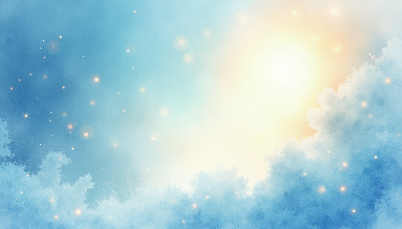 A soft, ethereal illustration for the aura colour reading "Blue and green aura meaning". A blue and green aura points to a nature that blends calm inner reflection with healing, growth-oriented energy, someone who communicates from a place of genuine care and needs balance between rest and renewal.