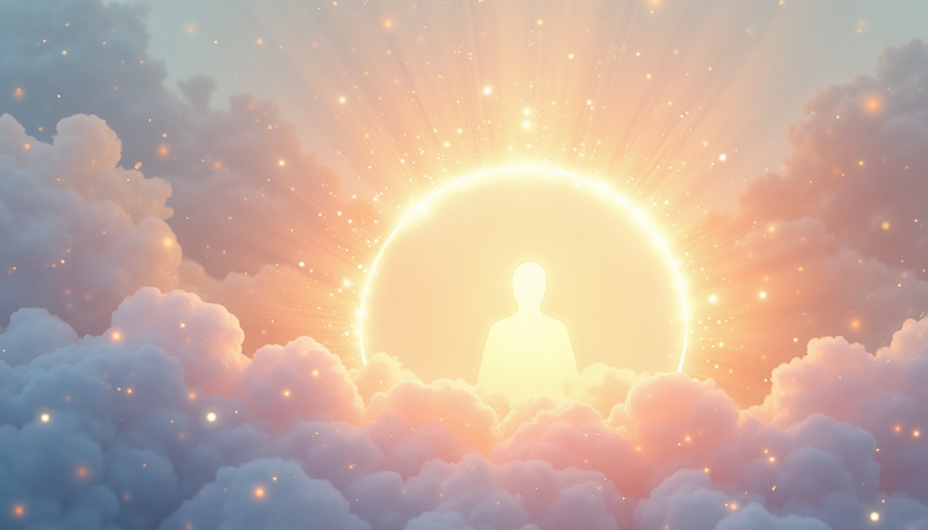 A soft, ethereal illustration for the aura colour reading "Indigo aura meaning". Indigo auras are associated with deep intuition, inner vision, and a mind that naturally works one layer beneath the surface of things. It signals a temperament drawn to meaning, pattern, and quiet inner authority, though it can tip into isolation or overthinking when out of balance.