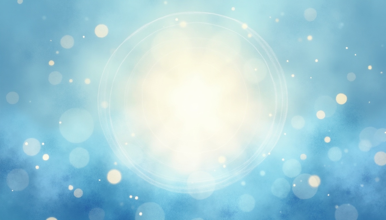 A soft, ethereal illustration for the aura colour reading "Light blue aura meaning". A light blue aura speaks of a gentle, communicative spirit, someone whose emotional world runs calm and clear on the surface, with a natural gift for soothing others and expressing truth without force.