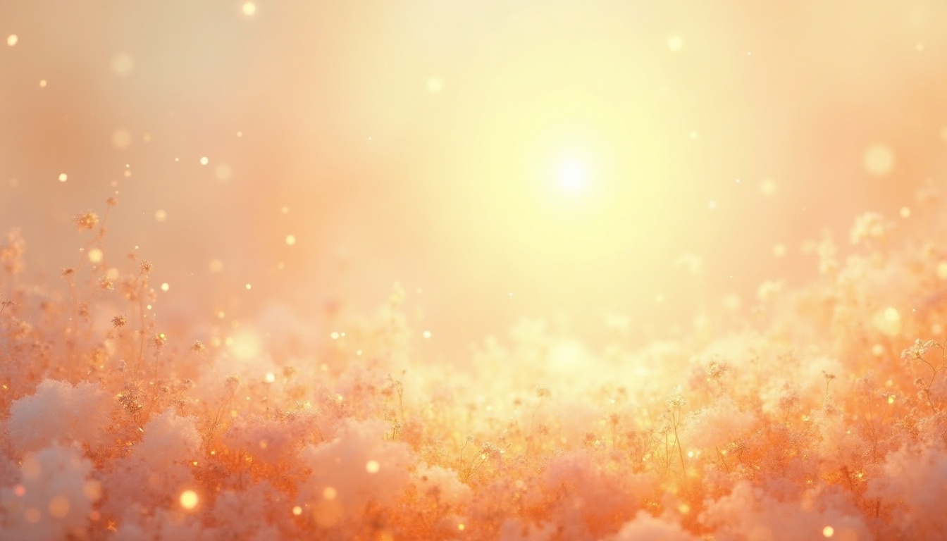 A soft, ethereal illustration for the aura colour reading "Peach aura meaning". A peach aura is a soft fusion of orange's warmth and pink's tenderness, often pointing to a gentle, nurturing spirit that moves through life with quiet optimism and a deep, affectionate care for others.