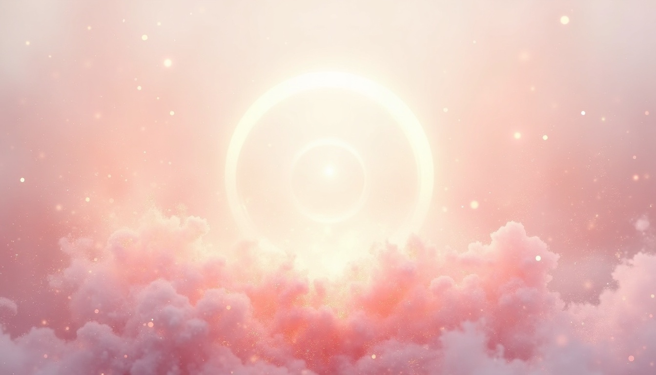 A soft, ethereal illustration for the aura colour reading "Pink and purple aura meaning". A pink and purple aura points to a soul weaving tender affection with visionary depth, someone whose heart and imagination move together. It suggests warmth expressed through intuition, romance touched by mysticism, and a temperament that feels deeply while dreaming widely.