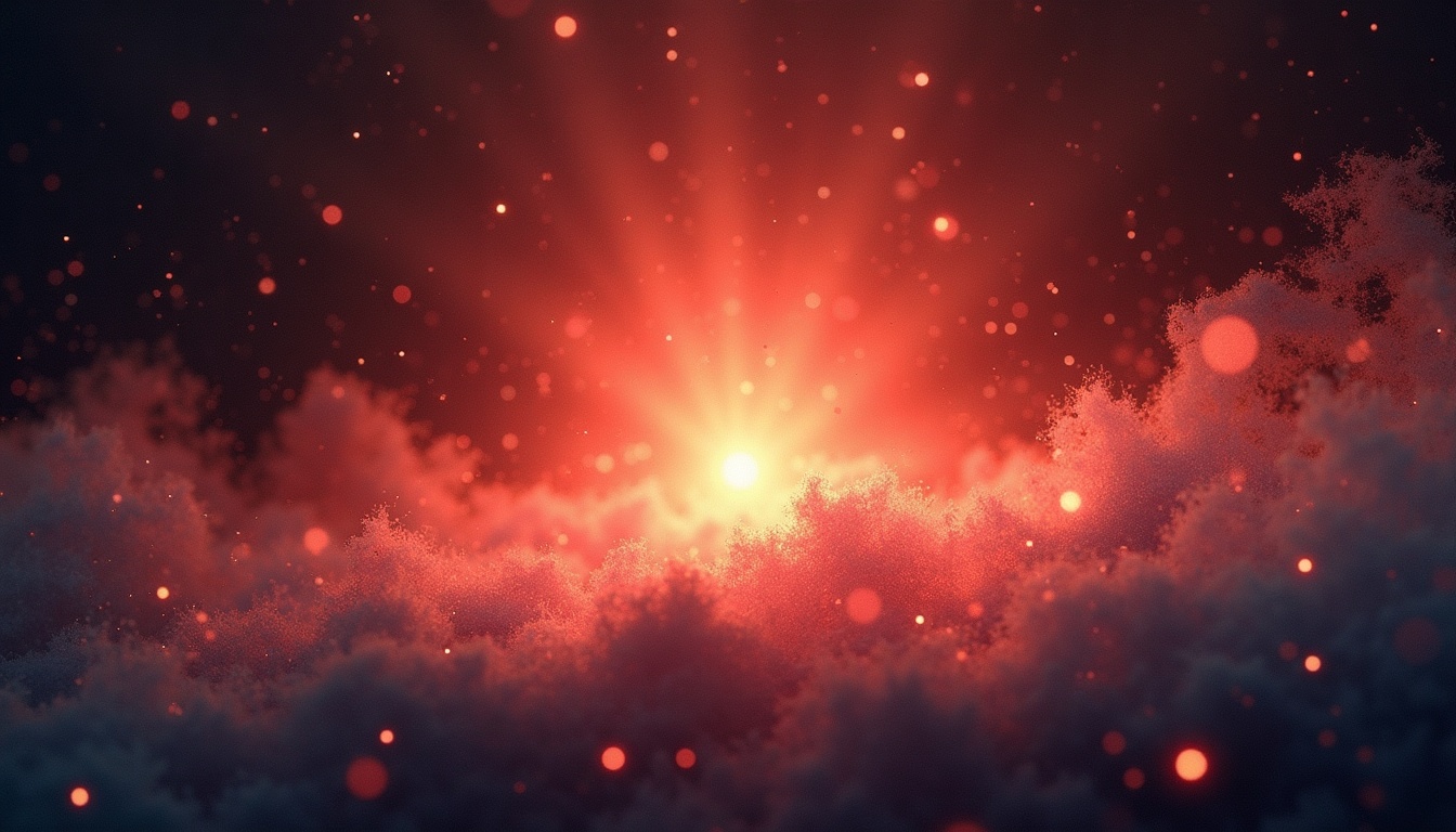 A soft, ethereal illustration for the aura colour reading "Red aura personality". A red aura speaks of vitality, appetite for life, and a grounded connection to the physical world. It points to a temperament that is passionate, action-oriented, and deeply rooted in the here and now, with a shadow side that can tip into impatience or volatility.