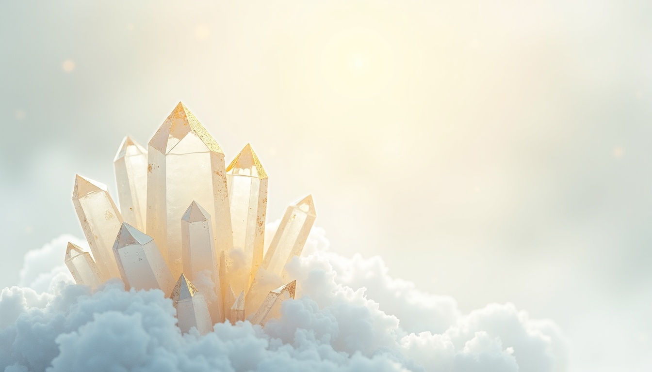 A soft, ethereal illustration for the crystal reading "Clear quartz benefits". Clear quartz is often called the 'master healer' in crystal traditions, valued as a stone of clarity, amplification, and intention setting. Its reflective significance centers on illumination, focus, and the idea of magnifying whatever energy or purpose one brings to it.