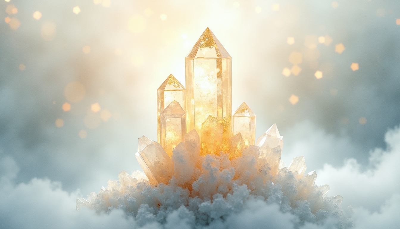 A soft, ethereal illustration for the crystal reading "Labradorite meaning". Labradorite is the crystal of transformation and inner magic, prized for its flashing play of color that seems to reveal light hidden within stone. Its meaning centers on intuition, protection, and the quiet unveiling of one's own depths.