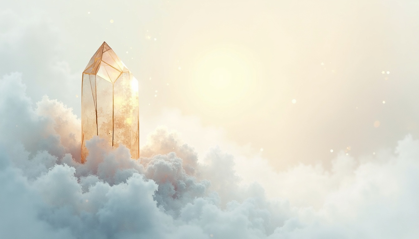 A soft, ethereal illustration for the crystal reading "Moonstone meaning". Moonstone is the crystal of cycles and quiet intuition, prized for its shifting, moonlit glow and its long association with new beginnings, emotional rhythm, and inner knowing. This interpretation of 'moonstone meaning' grounds the stone's symbolism in practical, reflective terms rather than treating it as a fixed definition.