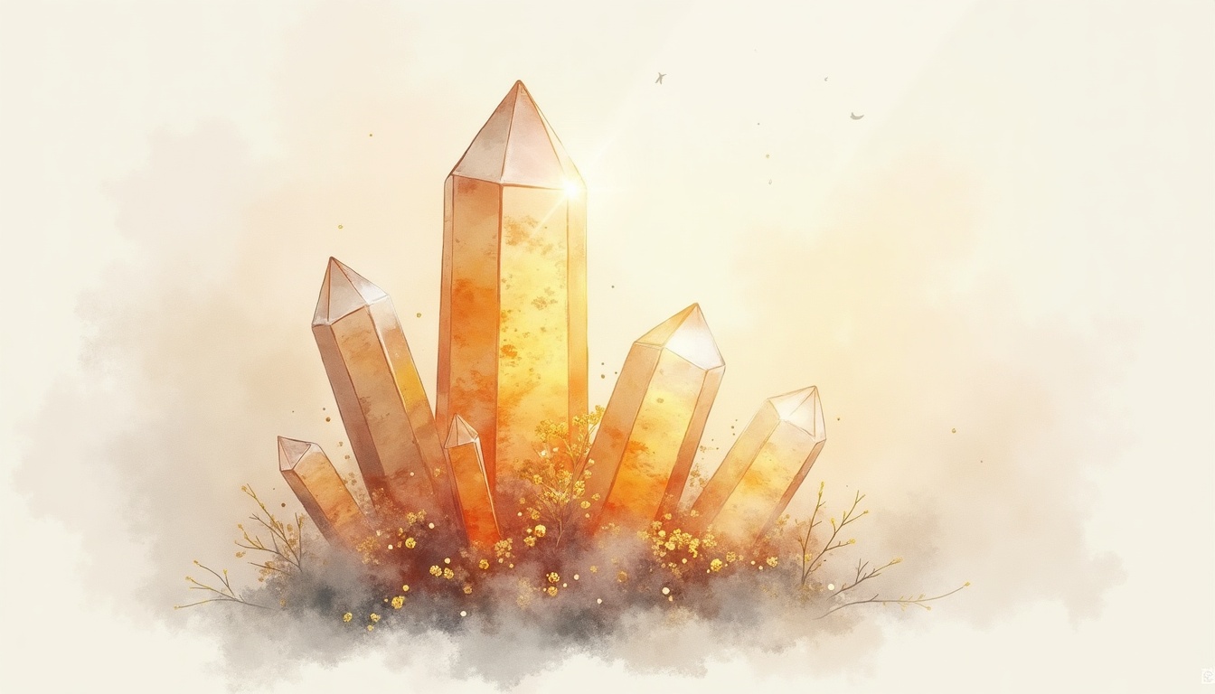 A soft, ethereal illustration for the crystal reading "Tigers eye meaning". Tiger's Eye is traditionally read as a stone of courage, grounded willpower, and clear discernment, often reached for when someone feels caught between fear and action. Its meaning centers on steadying the nerves long enough to see a situation honestly before moving.