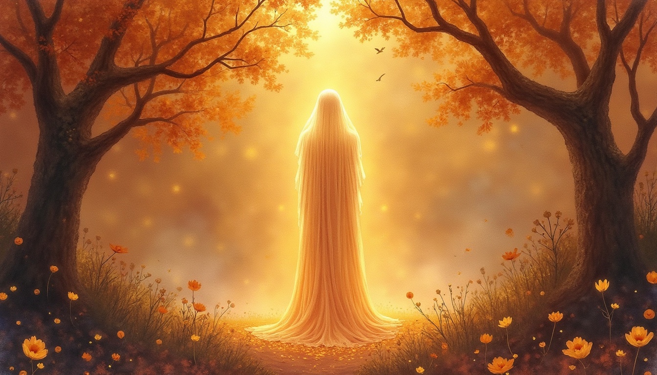 A soft, ethereal illustration for the tarot card reading "The high priestess tarot". The High Priestess invites you into the quiet space between knowing and not-yet-knowing, asking you to trust intuition over immediate answers. She represents mystery, inner wisdom, and the value of patience before action.