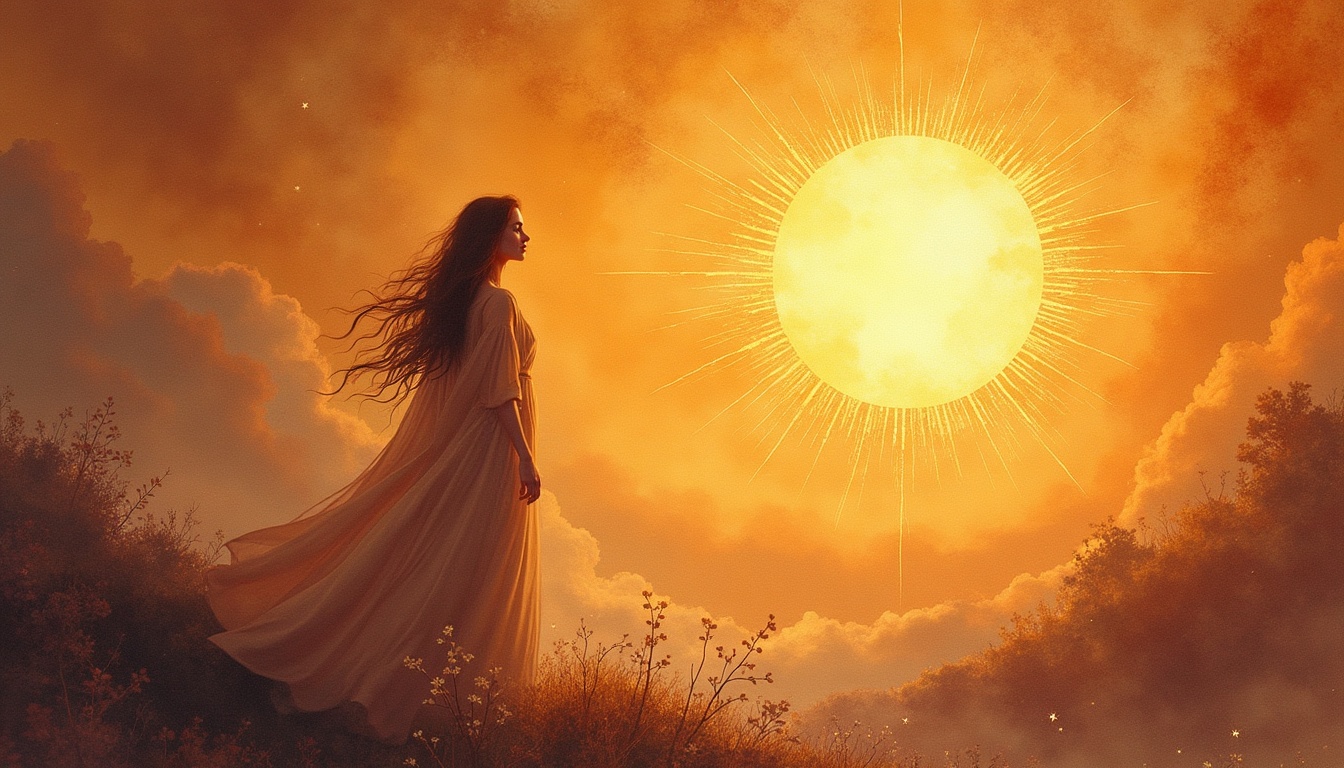 A soft, ethereal illustration for the tarot card reading "The sun tarot meaning". The Sun is one of the most straightforwardly joyful cards in the tarot deck, signaling vitality, clarity, and authentic happiness. When it appears, it suggests a season of warmth and genuine good fortune, though its real gift is inviting you to notice where you may still be holding back your own light.