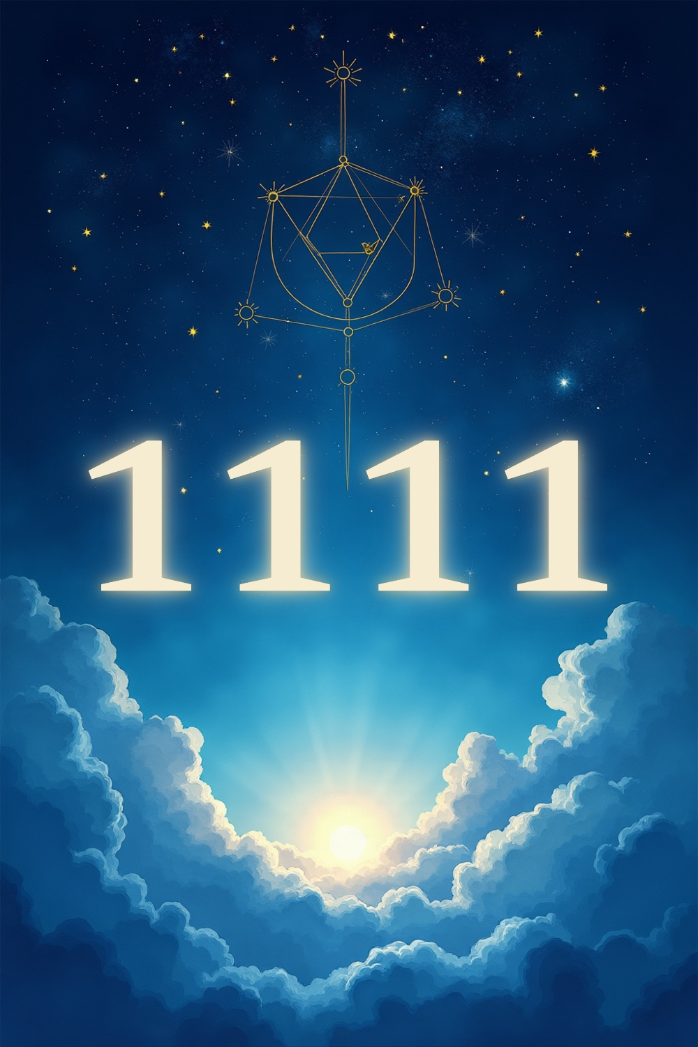 A soft, ethereal illustration for the angel number reading "1111 meaning". 1111 is often called a spiritual wake-up call, a number sequence that appears when your thoughts, intentions, and awareness are aligning with a new beginning. It invites you to notice what you were thinking or feeling the moment you saw it.