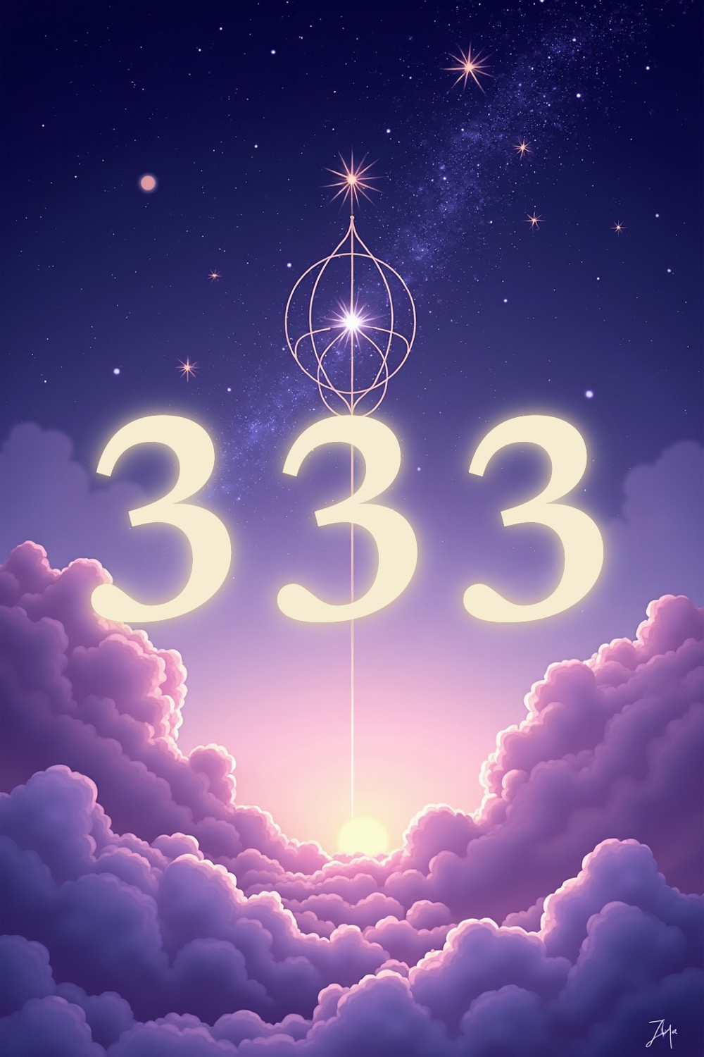 A soft, ethereal illustration for the angel number reading "333 meaning love". 333 in matters of the heart is a gentle nudge from the universe that love, growth, and alignment are converging in your favor. It speaks to creative expansion, honest communication, and the balance of mind, body, and spirit within your relationships.