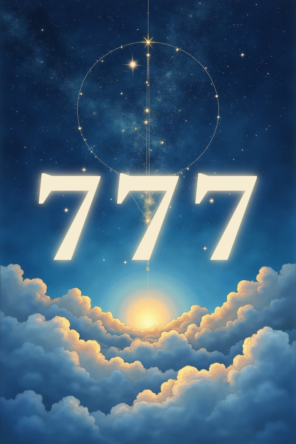 A soft, ethereal illustration for the angel number reading "777 angel number meaning". 777 is often called a number of spiritual alignment, suggesting that your inner wisdom, effort, and timing are converging in your favor. It invites you to trust the quiet confirmation that you are on the right path.