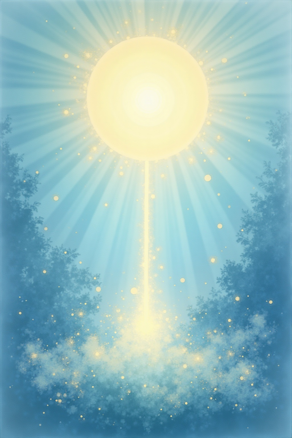 A soft, ethereal illustration for the aura colour reading "Blue and purple aura meaning". A blue and purple aura suggests a nature that lives close to intuition and inner truth, blending calm emotional depth with a reach toward the mystical and imaginative. Together these colours speak of someone who feels deeply, thinks in symbols, and often serves as a quiet guide or listener for others.