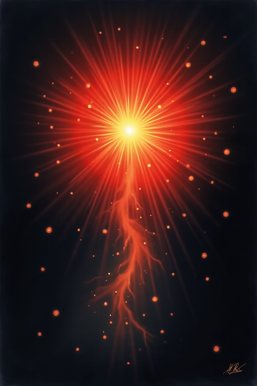 A soft, ethereal illustration for the aura colour reading "Deep red aura meaning". A deep red aura speaks of grounded vitality, strong will, and passionate intensity, someone deeply connected to the physical world and their own survival instincts. It carries both the strength of a fierce, protective life force and the shadow of anger or stubbornness when that fire goes unchecked.