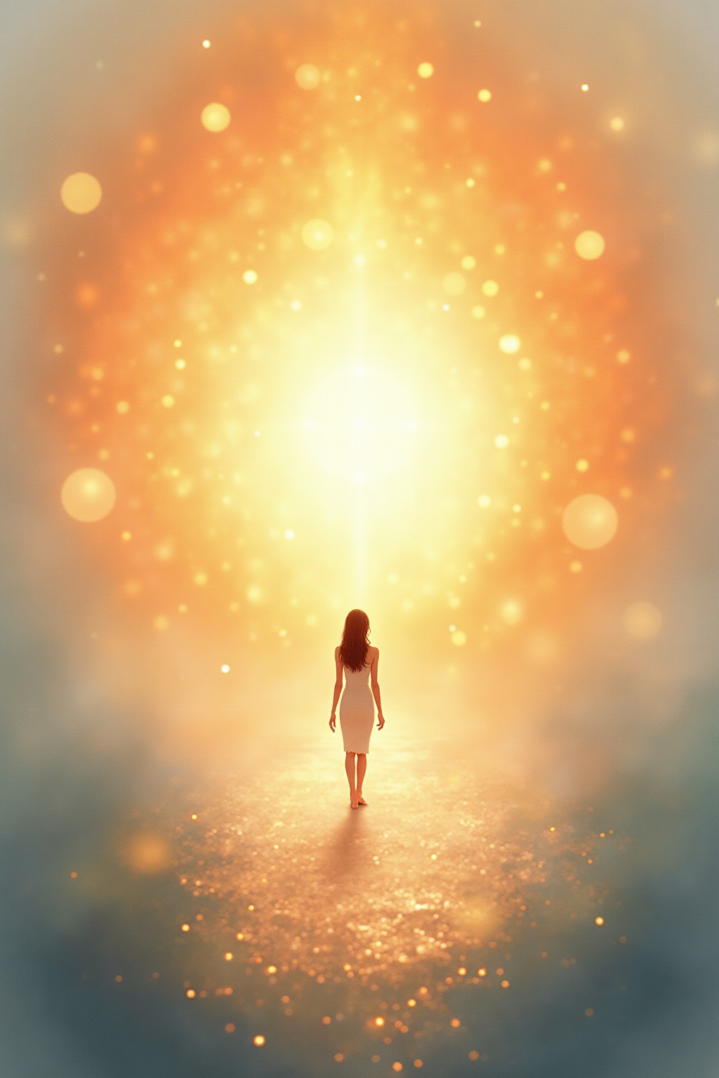 A soft, ethereal illustration for the aura colour reading "Orange aura personality". An orange aura speaks to vitality, courage, and a hunger for lived experience, marking someone who moves through the world with warmth, sociability, and a restless creative drive. It carries both the glow of confidence and the shadow of impulsiveness or burnout when that fire is left unchecked.