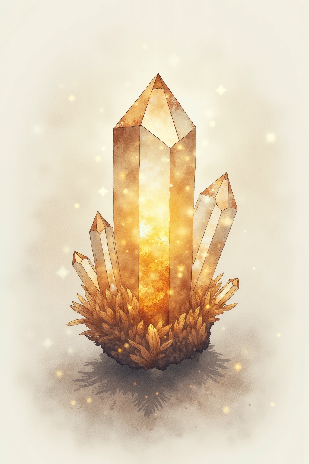 A soft, ethereal illustration for the crystal reading "Tigers eye meaning". Tiger's Eye is traditionally read as a stone of courage, grounded willpower, and clear discernment, often reached for when someone feels caught between fear and action. Its meaning centers on steadying the nerves long enough to see a situation honestly before moving.