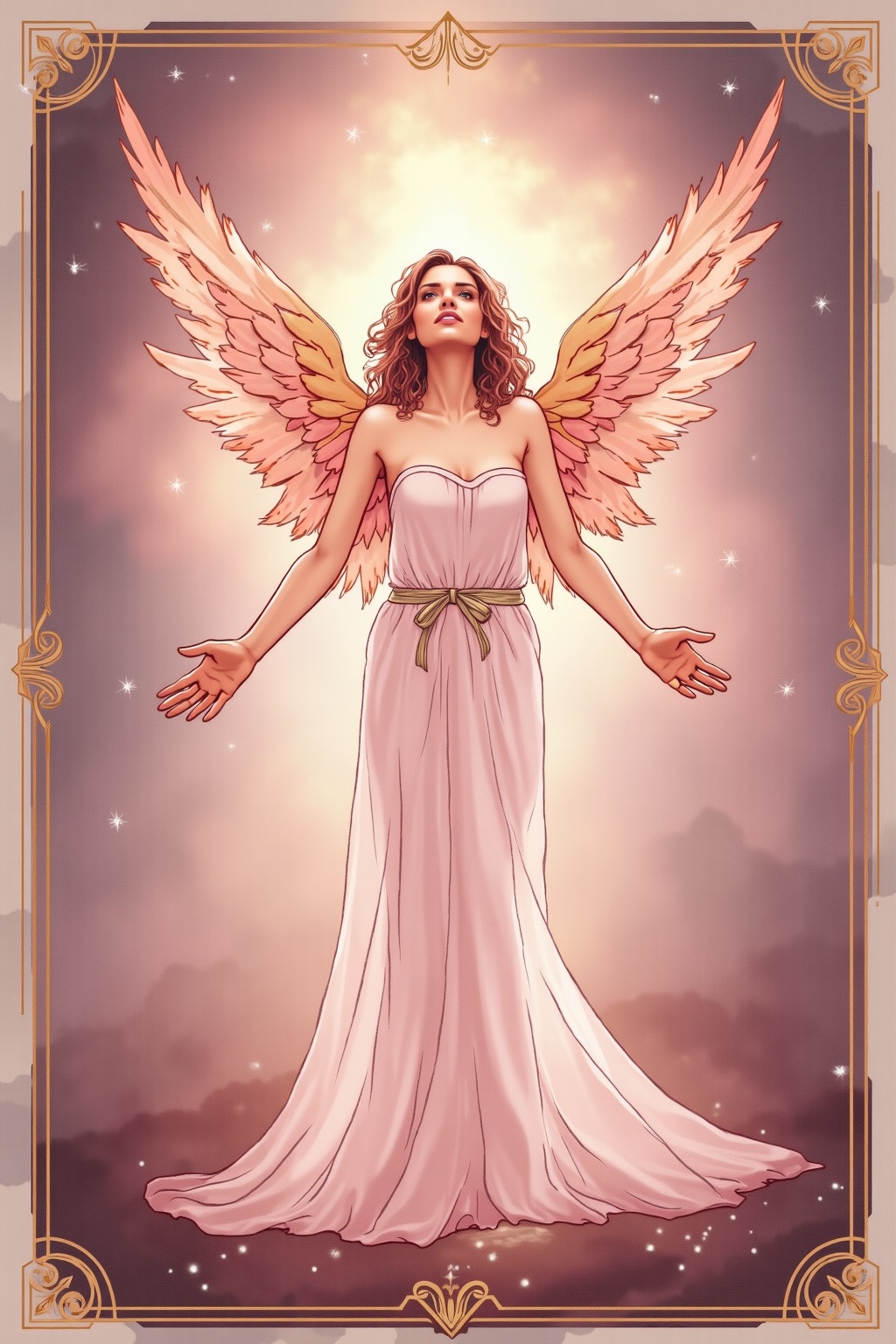 A soft, ethereal illustration for the tarot card reading "The lovers tarot meaning". The Lovers card speaks to the sacred power of choice, the harmony of union, and the alignment of values that occurs when two paths (or two parts of ourselves) come together in genuine connection. It invites reflection on love, but more deeply, on the choices that define who we are becoming.